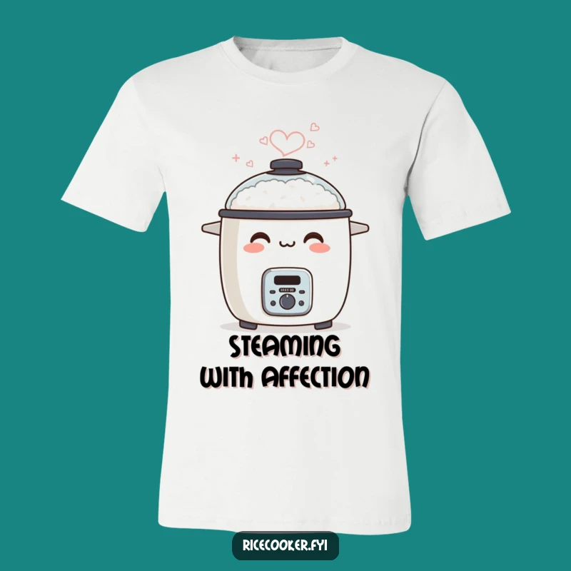 Funny Smiling Rice Cooker T-Shirt, Heart Steam Apparel, Humorous Foodie Gift