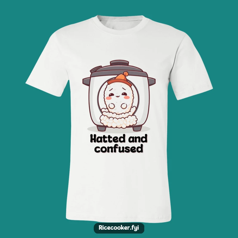 Funny Confused Rice Grain T-Shirt - Tiny Hat Adventure Tee for Foodies