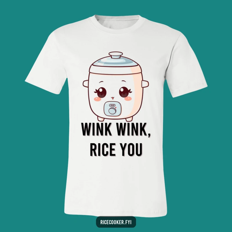Funny Winking Rice Cooker T-Shirt, Playful Wide-Eyed Tee, Humorous Foodie Apparel Gift