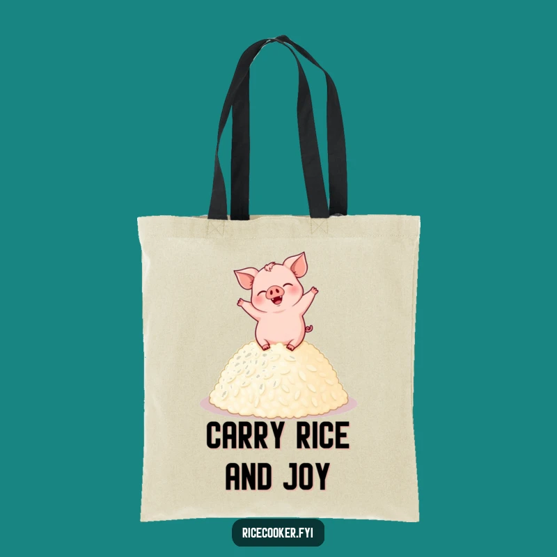 Funny Pig Dancing Rice Tote Bag: Carry Your Culinary Cheer