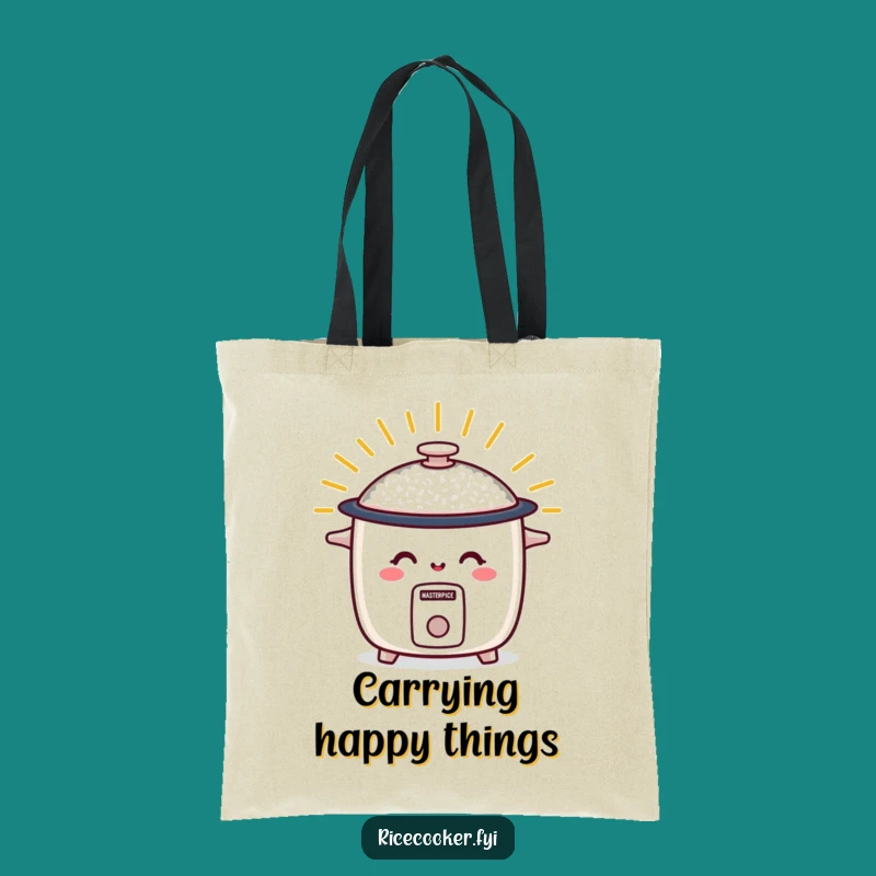 Funny Smiley Rice Cooker Tote Bag - Warm Energy Art, Humorous Shopping Gift
