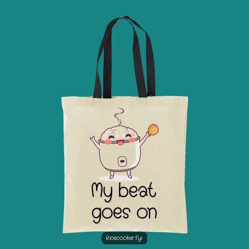 Funny Dancing Rice Cooker Tote Bag - Twirling Ladle Art, Humorous Shopping Gift