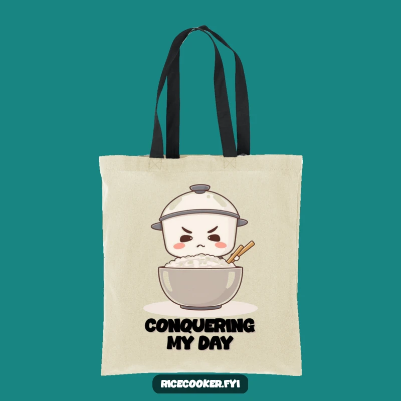 Funny Determined Rice Cooker Tote Bag: Carry Your Ambition