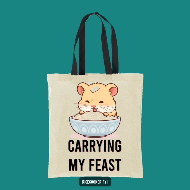 Funny Hamster Rice Lover Tote Bag: Carry Your Culinary Delights!