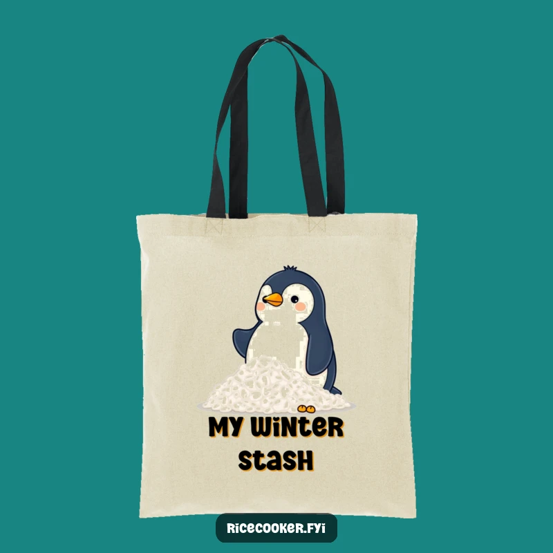 Funny Penguin Rice Mountain Tote Bag: Carry Your Essentials with Pride!