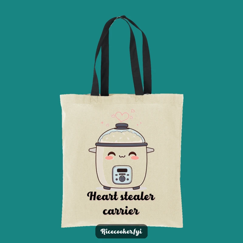 Funny Smiling Rice Cooker Tote Bag, Heart Steam Reusable Bag, Humorous Shopping Gift