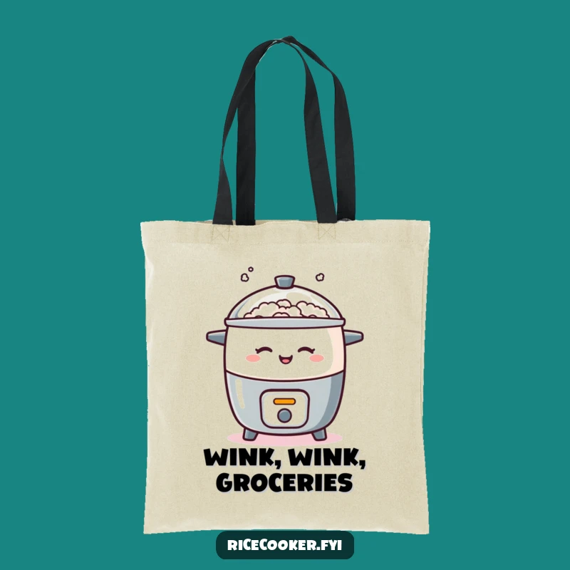 Funny Winking Rice Cooker Tote Bag - Steamy Wink Art, Humorous Shopping Gift