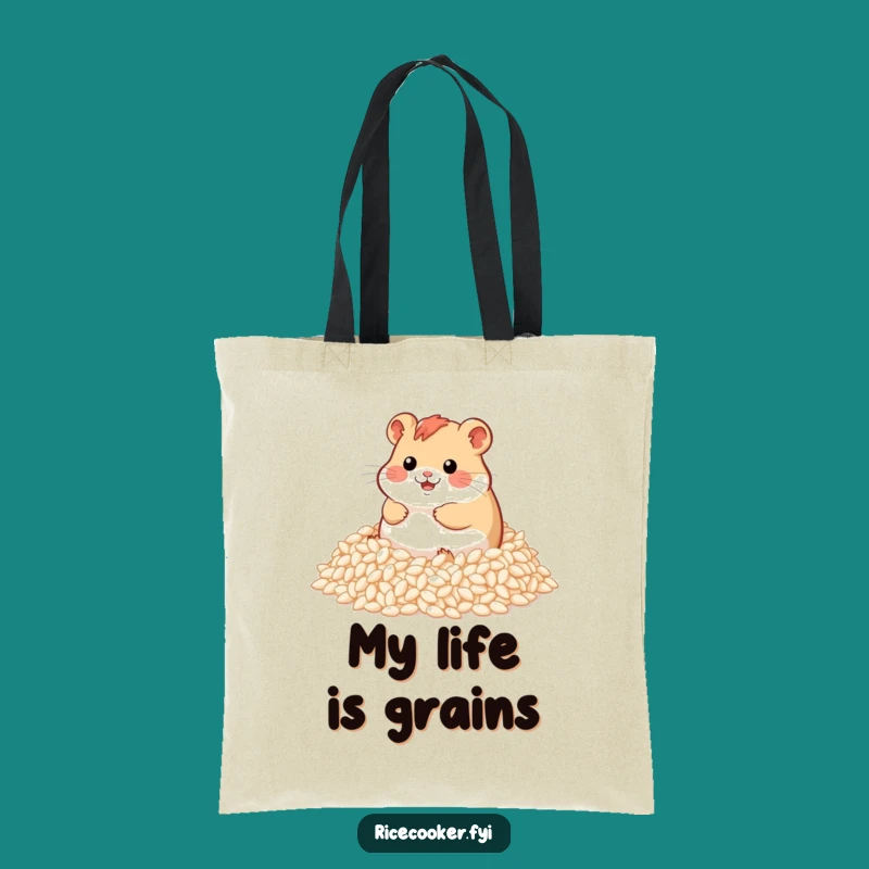 Funny Hamster Rice Tote Bag: Carry Your Goods with Giggle-Worthy Style - Funny Gift