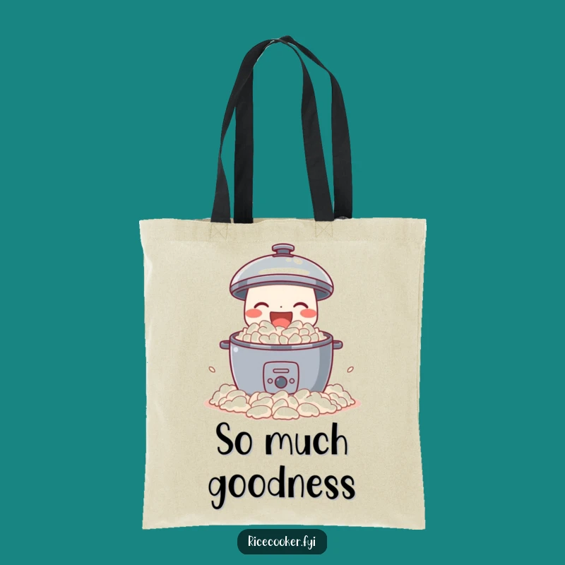 Funny Joyful Rice Cooker Tote Bag - Fluffy Rice Art, Humorous Shopping Gift